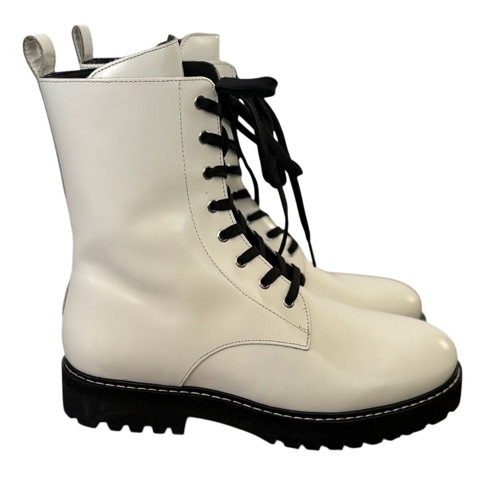 Thursday Boot Company Leather Combat Boots in Ecru‎ White Sz 10 Chunky Lug Sole